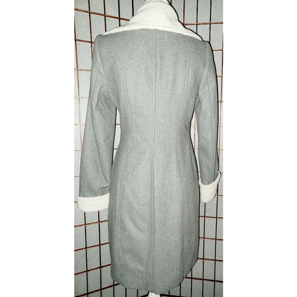 Dkny Wool-Blend Faux Fur Trim Collar Coat - Picture 5 of 16